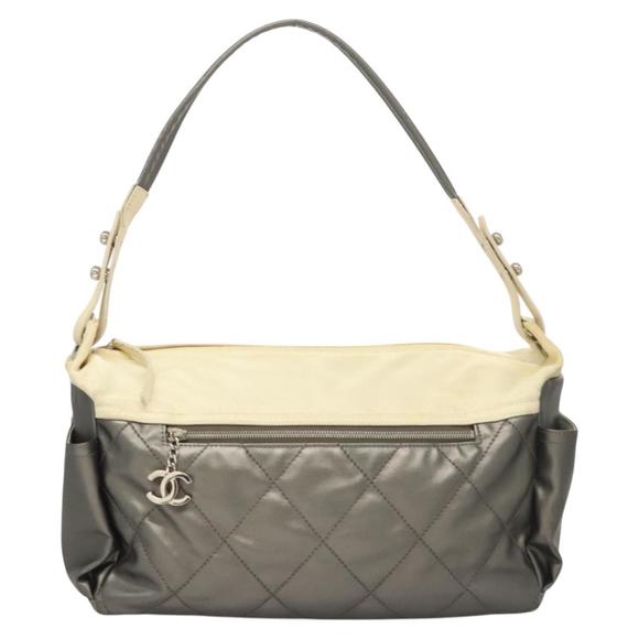 Chanel Paris Biarritz Silver Canvas shoulder - Picture 1 of 10